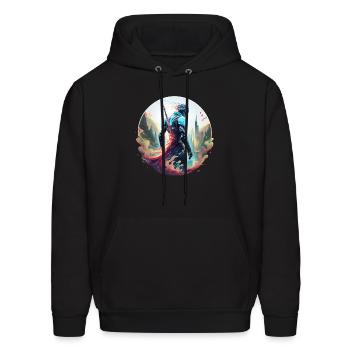 Futuristic Robot with Neon - Men's Hoodie - black - Front - Elias (183cm)