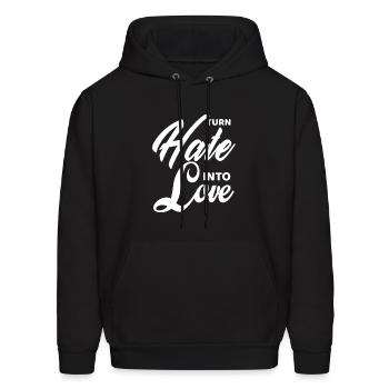 Turn hate Into Love - Men's Hoodie - black - Front - Elias (183cm)