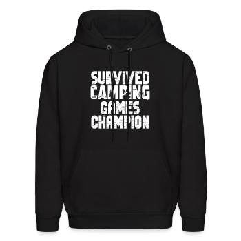 Survived Camping Games Champion Tee Funny Camping - Men's Hoodie - black - Front - Elias (183cm)