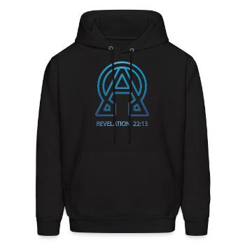 alpha and omega, Christian, Jesus, Bible, Blue - Men's Hoodie - black - Front - Elias (183cm)