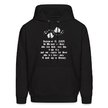 911 Never forget white back - Men's Hoodie - black - Front - Elias (183cm)