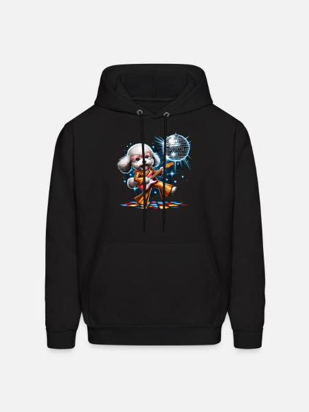 Disco Guitar Poochon dog - Men's Hoodie - black