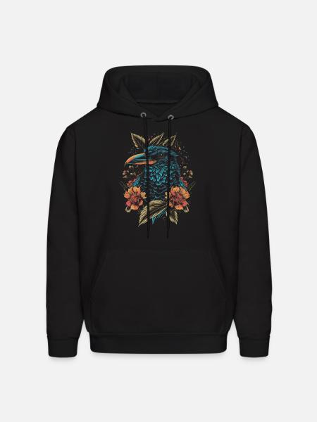 Floral Raven - Men's Hoodie - black