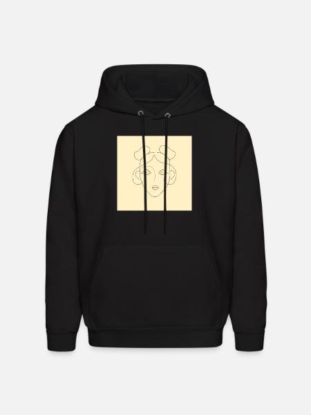 line girl face - Men's Hoodie - black