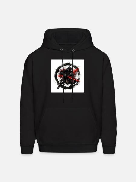 Shadow Samurai with Crimson Blade - Men's Hoodie - black