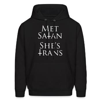 Met Satan She's Trans - Men's Hoodie - black - Front - Elias (183cm)