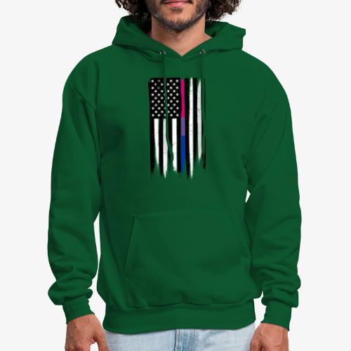 Bisexual Thin Line American Flag - Men's Hoodie