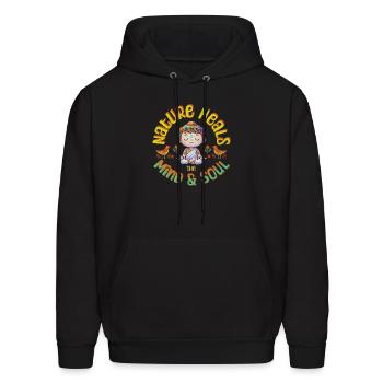 nature heals - Men's Hoodie - black - Front - Elias (183cm)