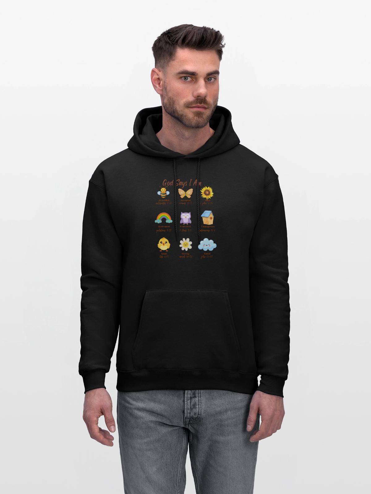 Multi Bible Scriptures - Men's Hoodie - black - Front - Elias (183cm)