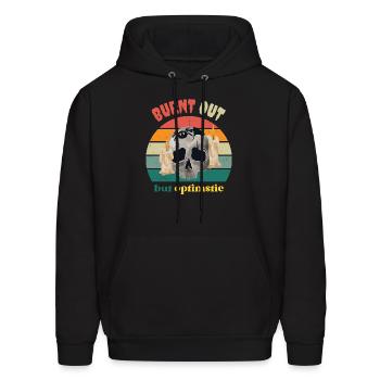 Burnt Out But Optimistic - Men's Hoodie - black - Front - Elias (183cm)