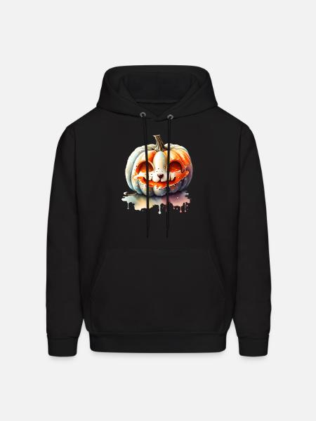 Pumpkin With Cat Face - Men's Hoodie - black