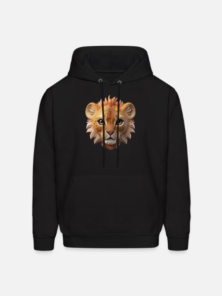 cute lion face animals design - Men's Hoodie - black