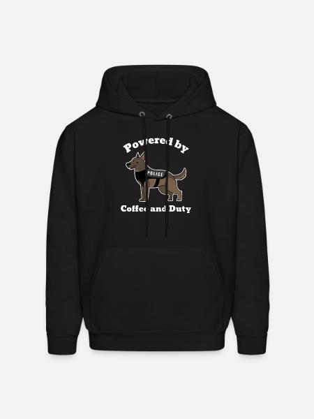 t-shirt-design-featuring-a-smiling-police dog - Men's Hoodie - black