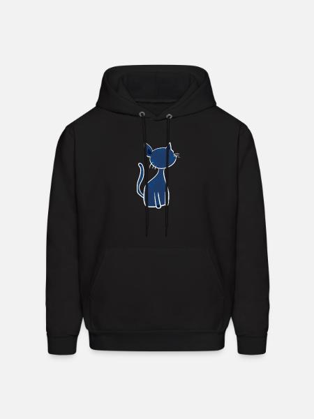 blue cat symbol animal cute - Men's Hoodie - black