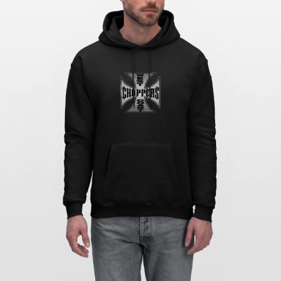 west coast chopper Black iron cross' Men's Hoodie | Spreadshirt