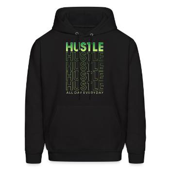 hustle, hustle hard, get money - Men's Hoodie - black - Front - Elias (183cm)