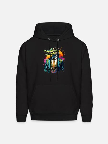 Crocodile in suit - Men's Hoodie - black