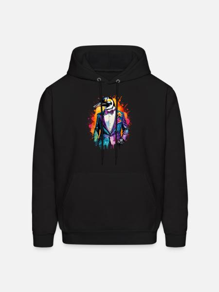 Penguin in suit - Men's Hoodie - black