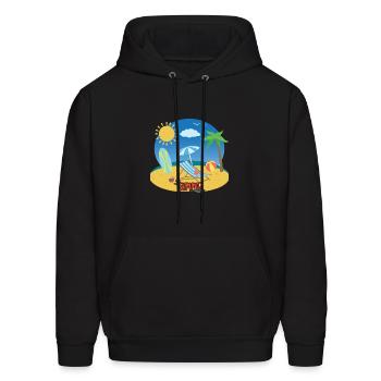 "Life is better in a comfy T-shirt." There’s... - Men's Hoodie - black - Front - Elias (183cm)