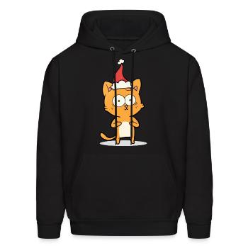 Anxious Christmas Cat - Men's Hoodie - black - Front - Elias (183cm)