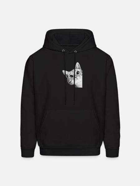 Curious Kitten Mono Sketch - Men's Hoodie - black