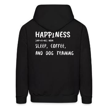 HAPPINESS: SLEEP, COFFEE, AND DOG TRAINING - Men's Hoodie - black - Back - Elias (183cm)