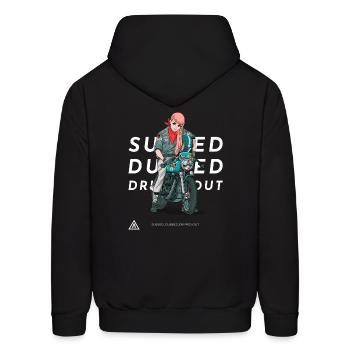 Subbed Dubbed and Dripped Out Anime Streetwear - Men's Hoodie - black - Back - Elias (183cm)