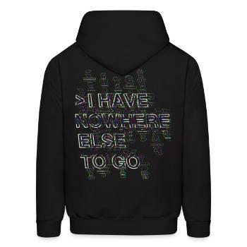 NOWHERE ELSE TO GO - Glitch Art - Men's Hoodie - black - Back - Elias (183cm)