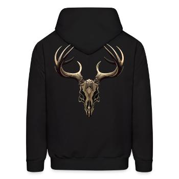 Metal Stag Skull - Men's Hoodie - black - Back - Elias (183cm)