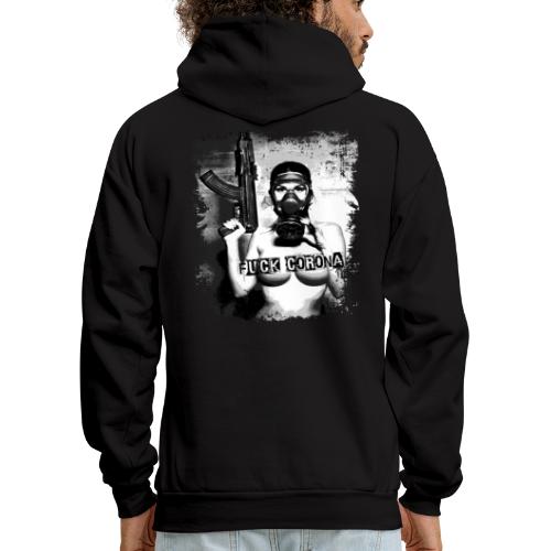 masked girl with AK - FUCK CORONA 4 dark clothes - Men's Hoodie