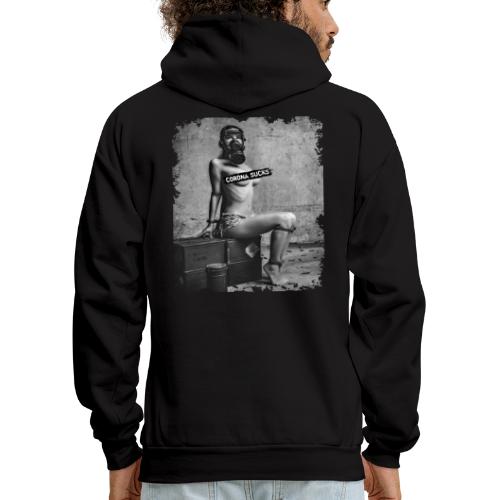 captivated nude girl with gas mask - CORONA SUCKS - Men's Hoodie