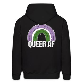Queer AF Genderqueer Pride Flag Rainbow - Men's Hoodie - black - Back - Elias (183cm)