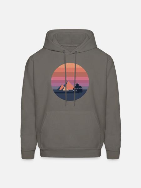 Volkswagen VW T2a Camper With Pyramids - Men's Hoodie - asphalt gray