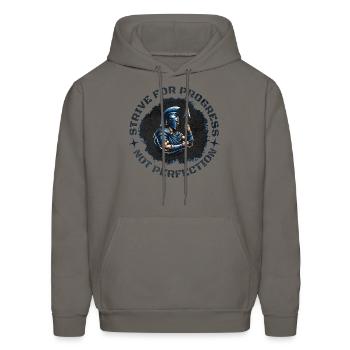 Strive For Progress, Not Perfection - Men's Hoodie - asphalt gray - Front - Elias (183cm)