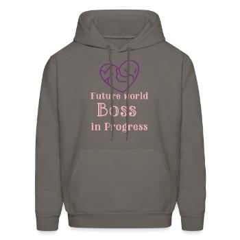 Future World Boss in Progress - Men's Hoodie - asphalt gray - Front - Elias (183cm)