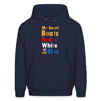 my heart beats red white and blue - Men's Hoodie - navy - Front - Elias (183cm)