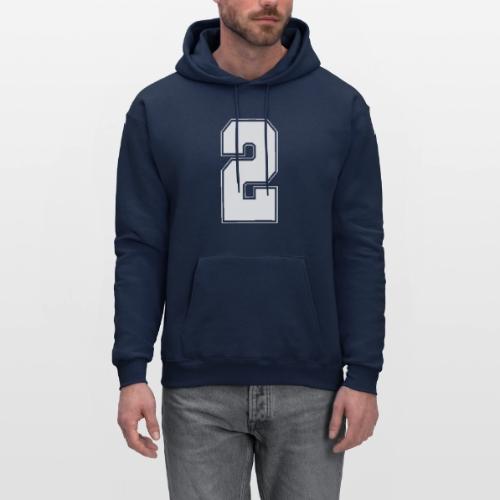 White Number 2 – Varsity Font - Men's Hoodie