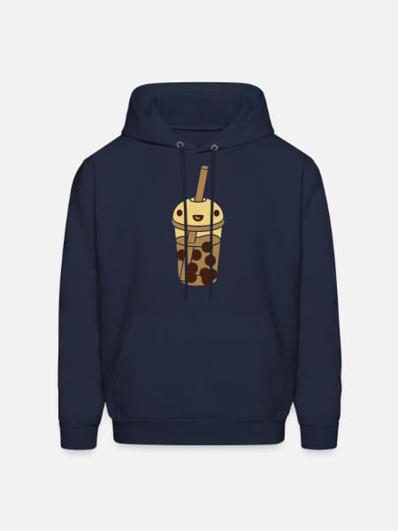 anime face bubble tea - Men's Hoodie - navy