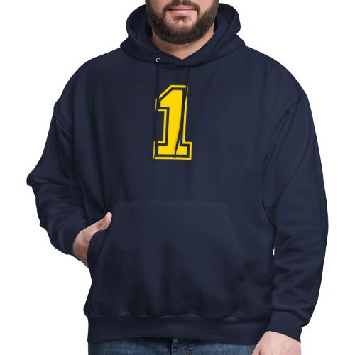 Number 1 in a classic athletic collegiate font - Men's Hoodie
