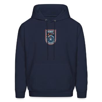 Mono Bike Club NYC Fixed Orange - Men's Hoodie - navy - Front - Elias (183cm)