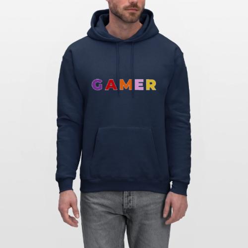 Multicolor GAMER Typography Design - Men's Hoodie