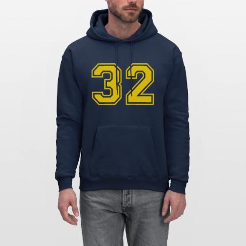 Number 32 in a classic athletic collegiate font - Men's Hoodie