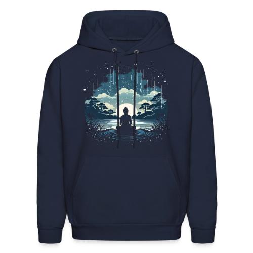 Find Your Zen: Meditative Silhouette in GentleRain - Men's Hoodie
