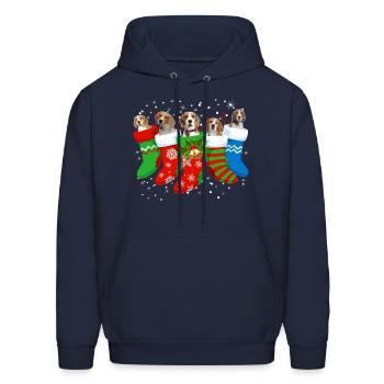 Beagle Beagle Dog Socks - Men's Hoodie - navy - Front - Elias (183cm)