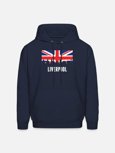 British Flag Liverpool Skyline - Men's Hoodie - navy