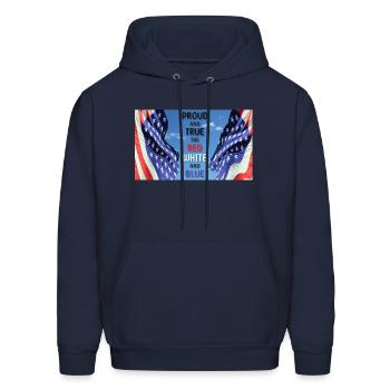 Proud and True the Red White and Blue, U.S. Flag - Men's Hoodie - navy - Front - Elias (183cm)