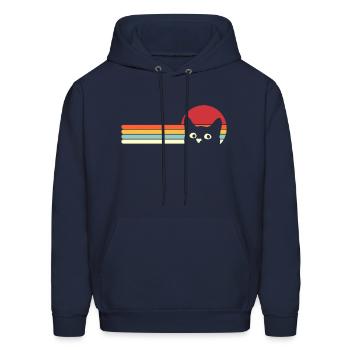 Cat Retro Sunset Cat Face - Men's Hoodie - navy - Front - Elias (183cm)