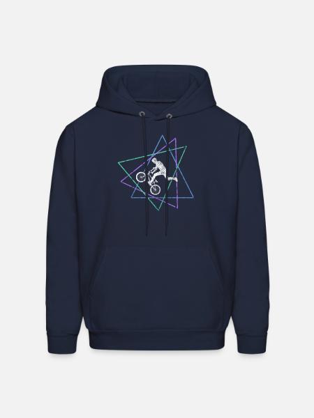 Geometric BMX Stunt Rider - Men's Hoodie - navy