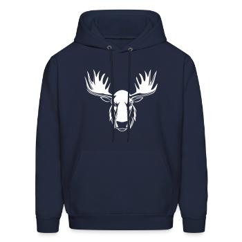 Moose head - Powerful wild animal motif - Men's Hoodie - navy - Front - Elias (183cm)
