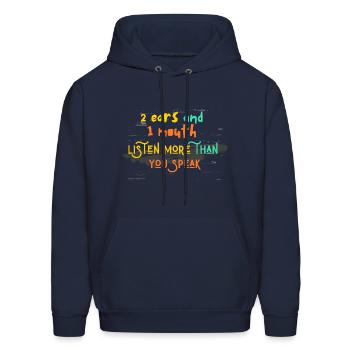 two ears one mouth - quotes - Men's Hoodie - navy - Front - Elias (183cm)
